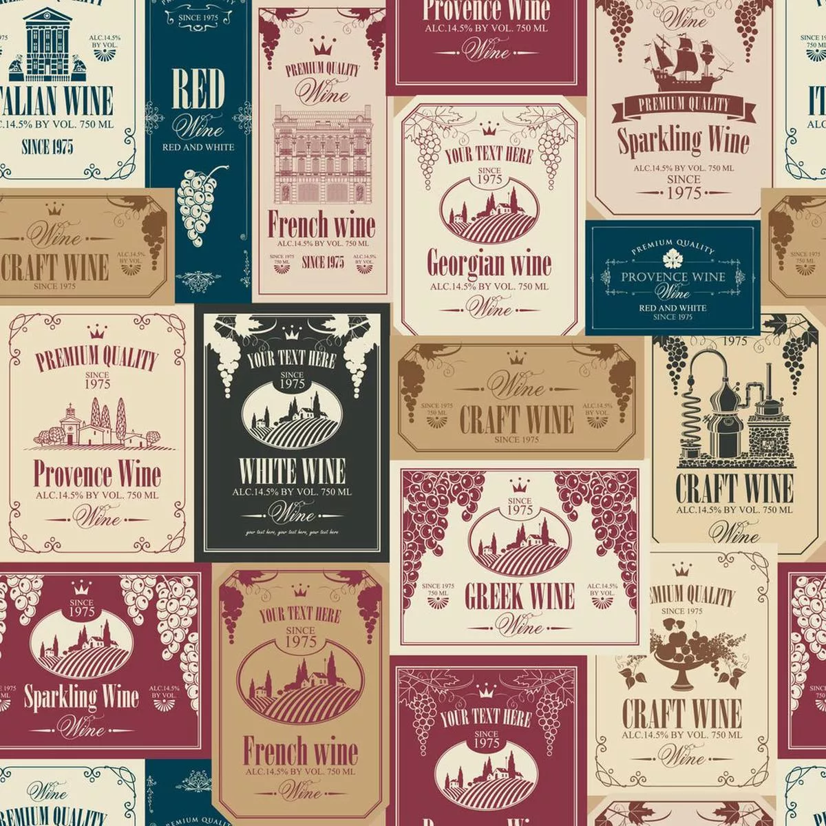 Various Wine Labels #3 Fabric – Multi