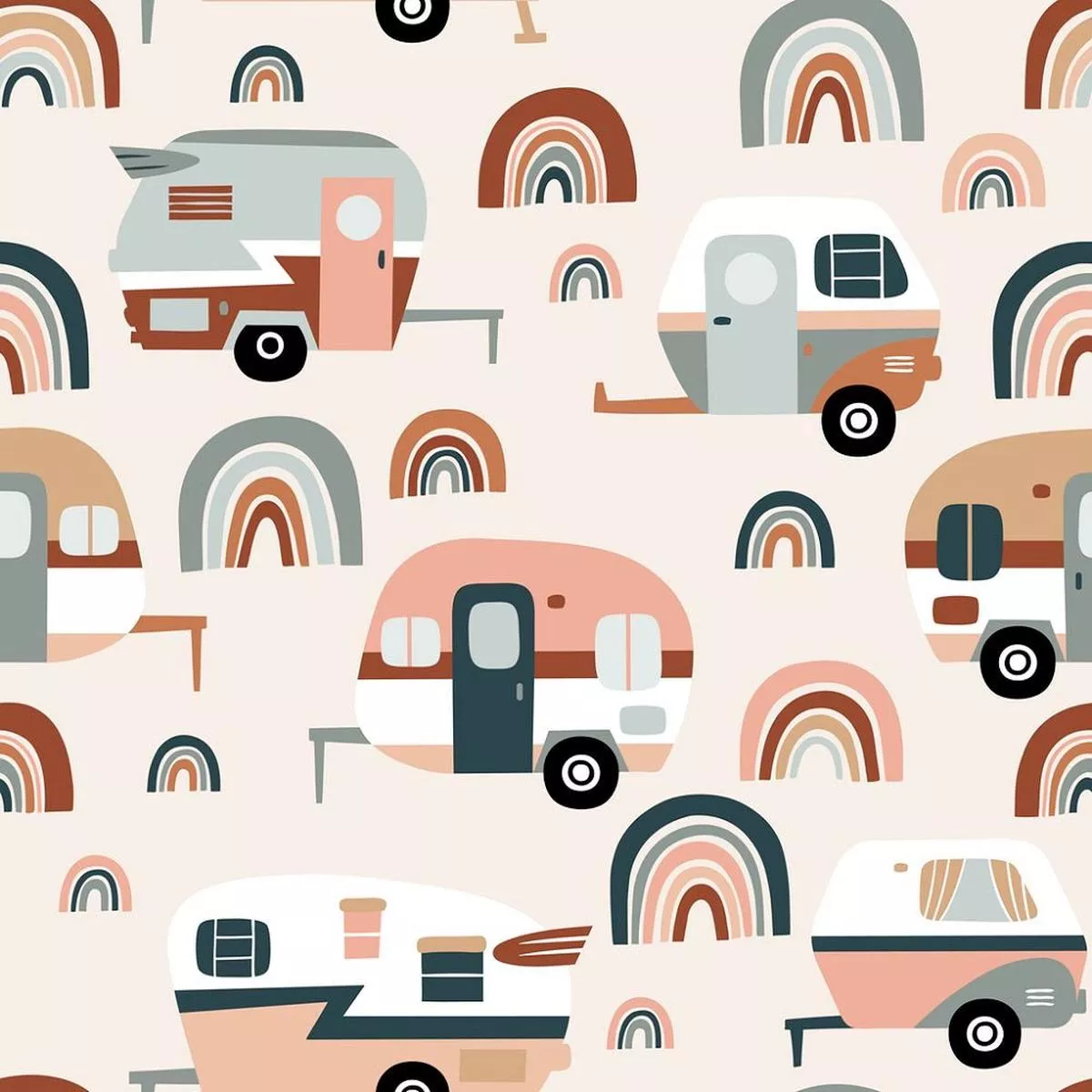 vintage-camper-trailers-fabric Vintage Camper Trailers Fabric