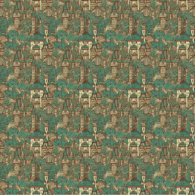 vintage-fairytale-pattern-7-fabric Vintage Fairytale Pattern #7 Fabric