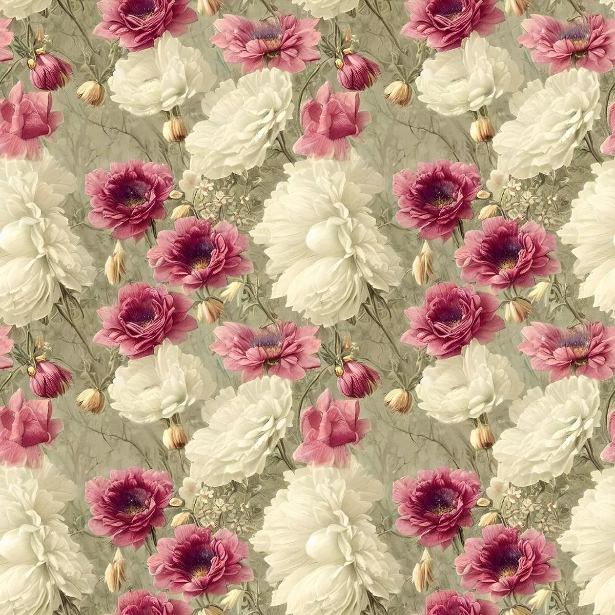 vintage-flowers-pattern-2-fabric Vintage Flowers Pattern #2 Fabric