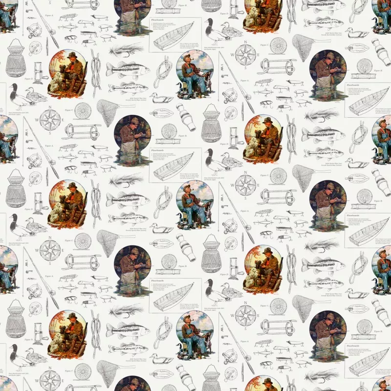 vintage-nautical-theme-sketch-fabric Vintage Nautical Theme Sketch Fabric