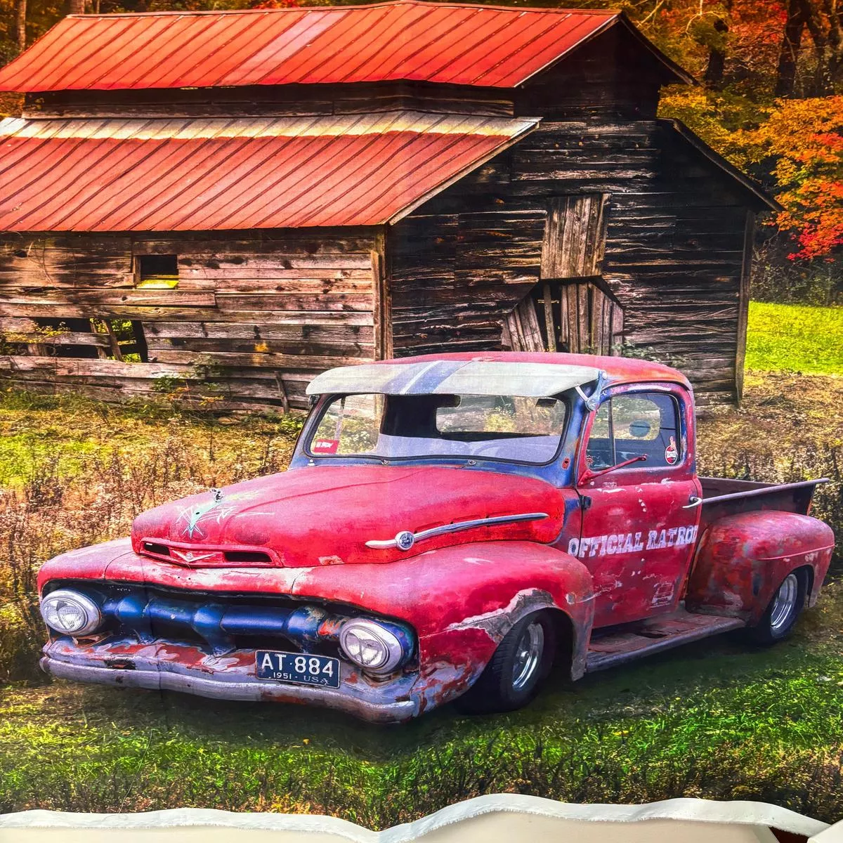 Vintage Red Truck Panel – 063