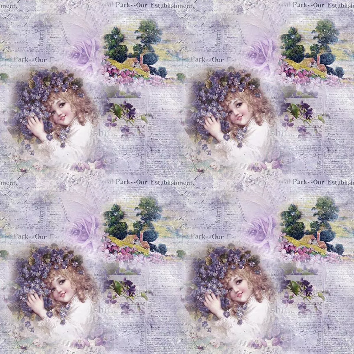 Vintage Violets #6 Fabric