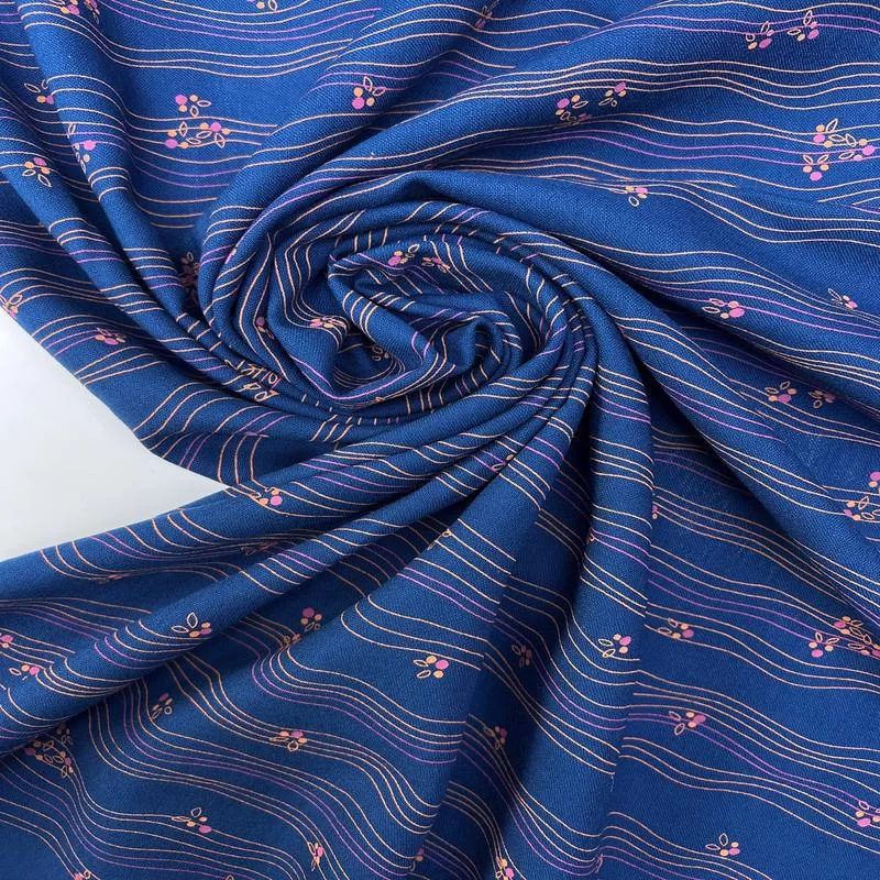 virgin-wool-blue-printed-fabric Virgin Wool Blue Printed Fabric
