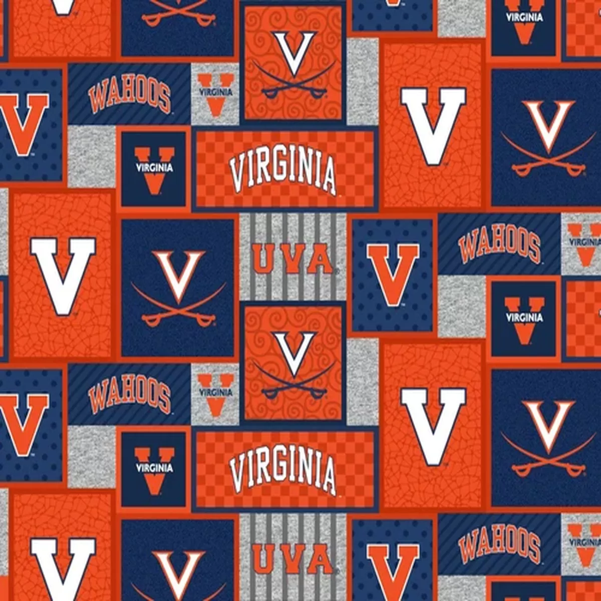 virginia-cavaliers-patchwork-fleece-fabric-ncaa-fleece-blanket-fabric Virginia Cavaliers Patchwork Fleece Fabric-NCAA Fleece Blanket Fabric