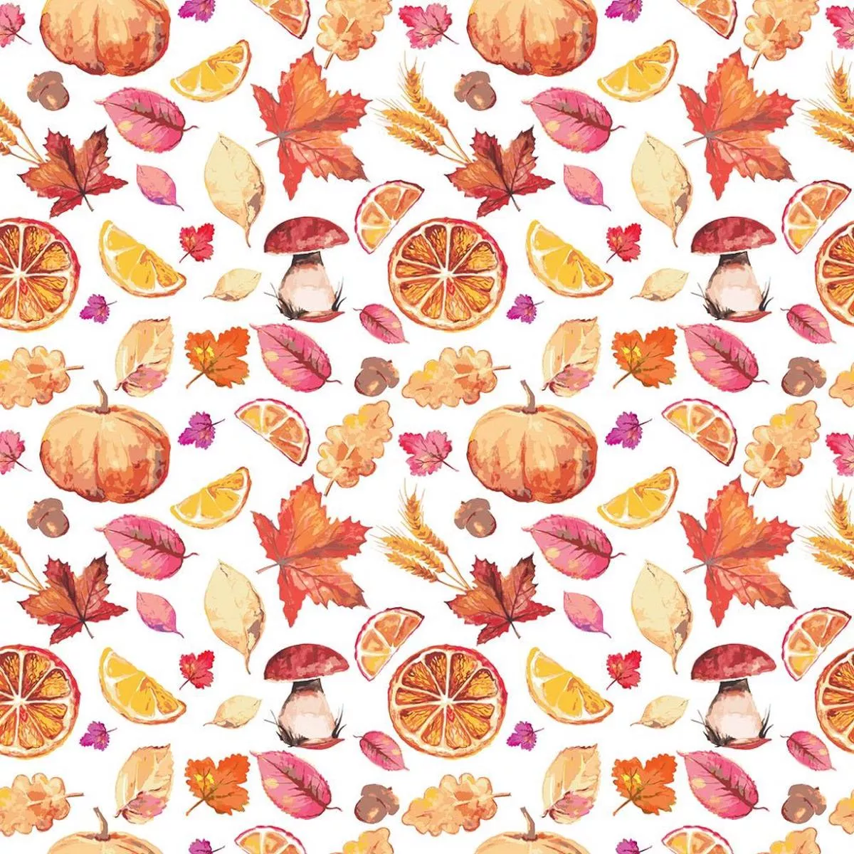 watercolor-autumn-elements-fabric Watercolor Autumn Elements Fabric