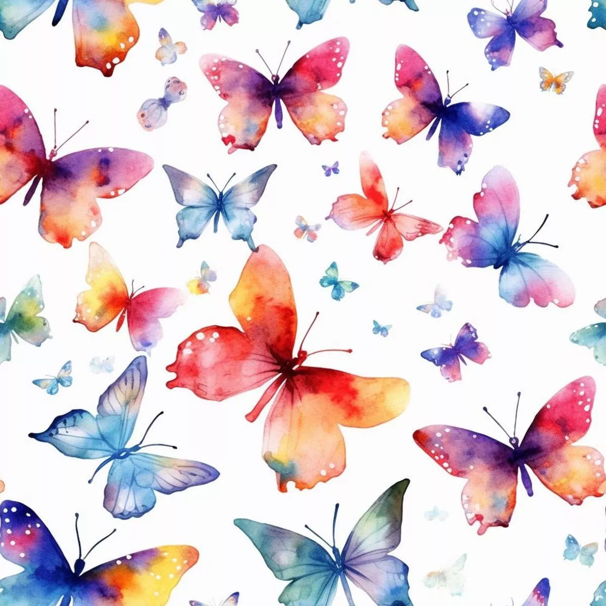 watercolor-butterflies-pattern-10-fabric Watercolor Butterflies Pattern #10 Fabric