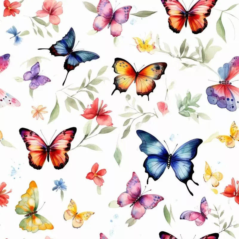 watercolor-butterflies-pattern-8-fabric Watercolor Butterflies Pattern #8 Fabric