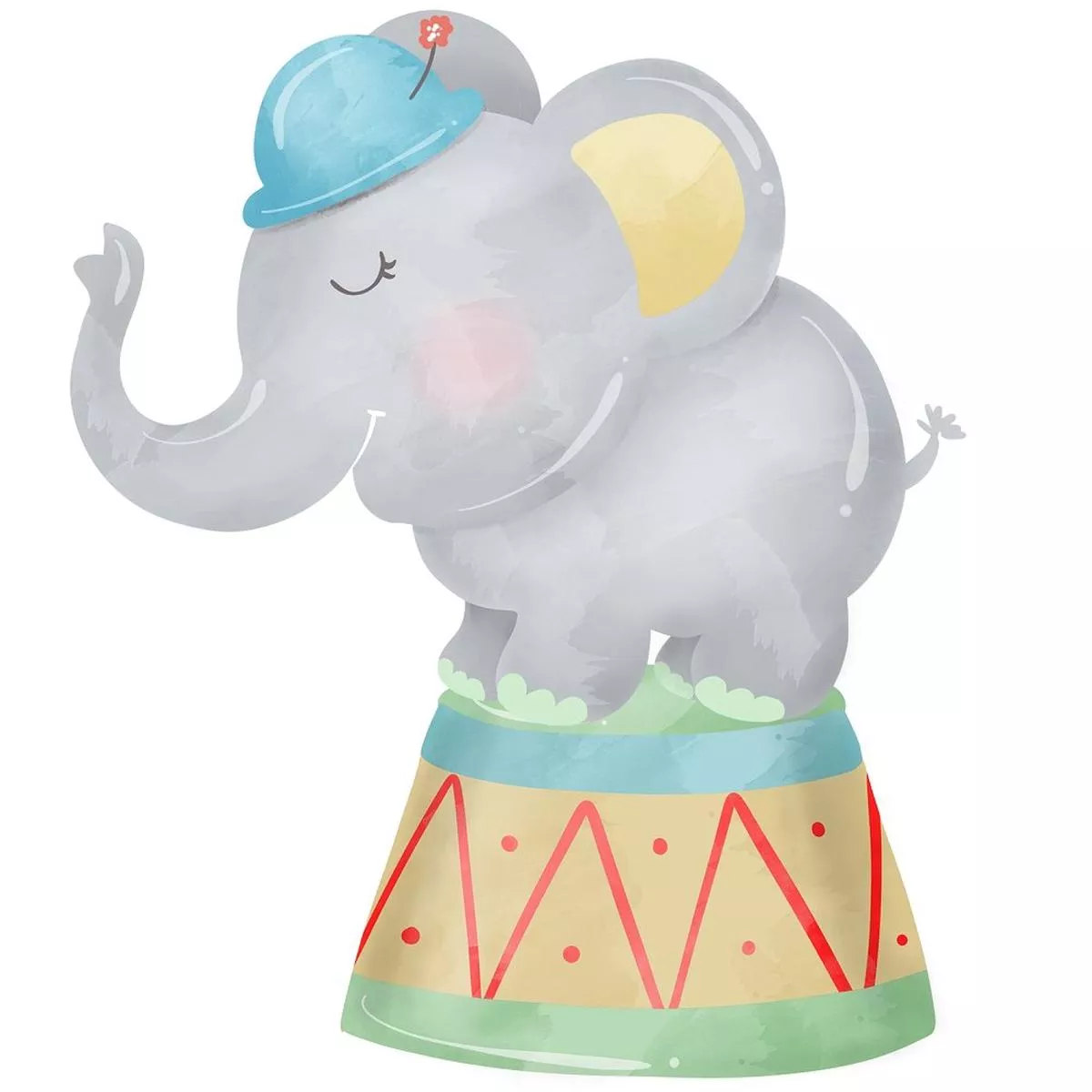 Watercolor Circus Multi Elephant Fabric Panel