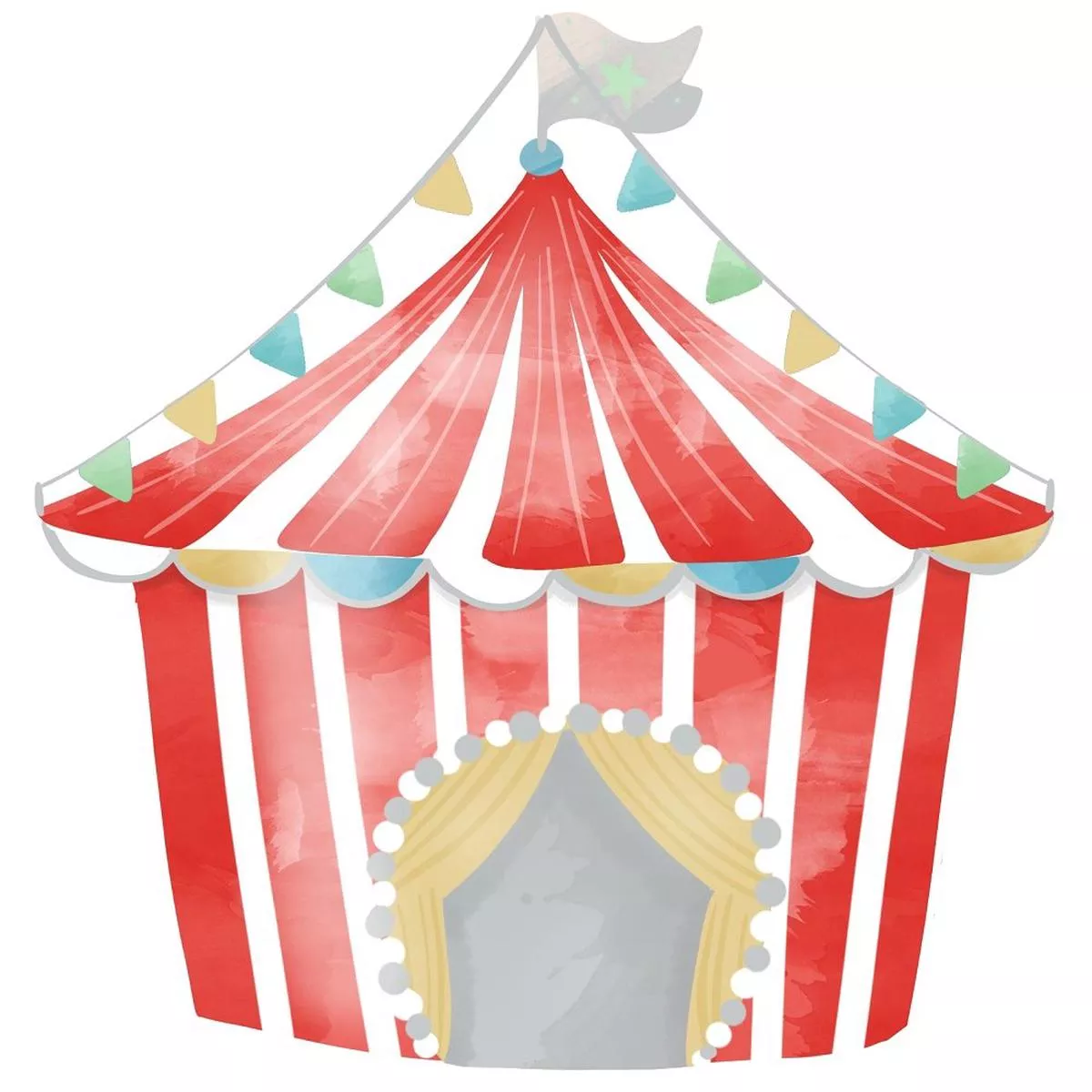 watercolor-circus-red-tent-fabric-panel Watercolor Circus Red Tent Fabric Panel