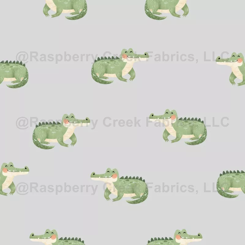 Watercolor Crocodiles on Light Gray