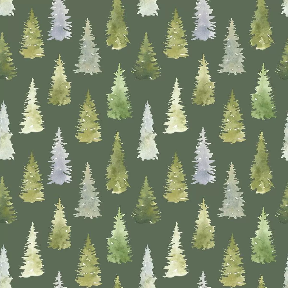 watercolor-fir-trees-fabric-green Watercolor Fir Trees Fabric – Green