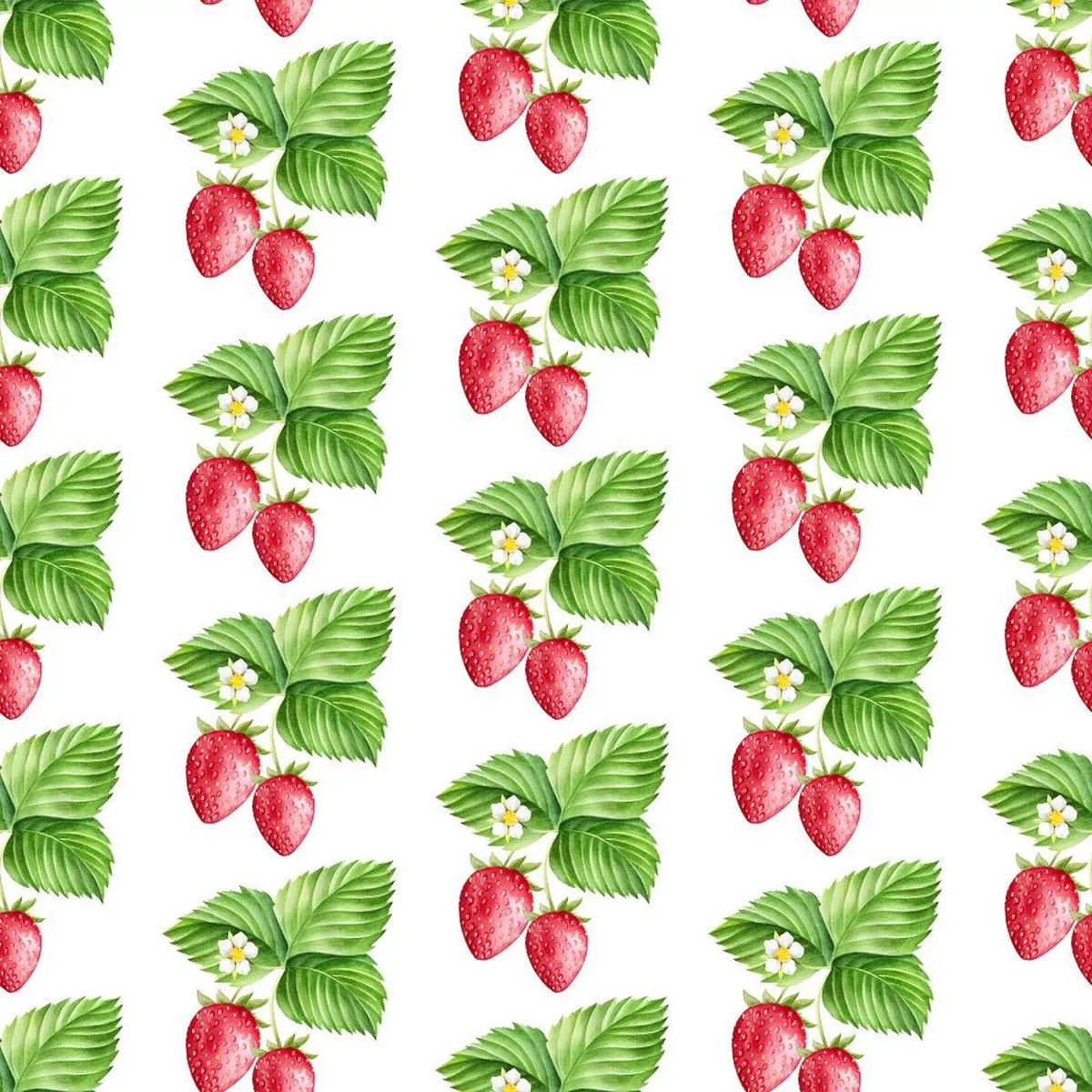watercolor-fresh-strawberries-fabric Watercolor Fresh Strawberries Fabric