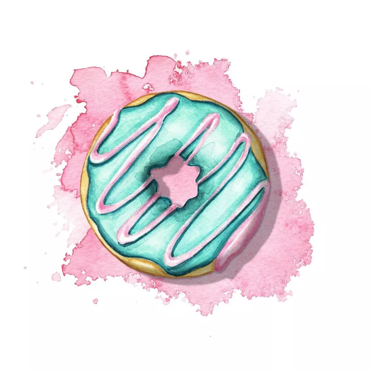 watercolor-glazed-doughnut-fabric-panel-blue Watercolor Glazed Doughnut Fabric Panel – Blue