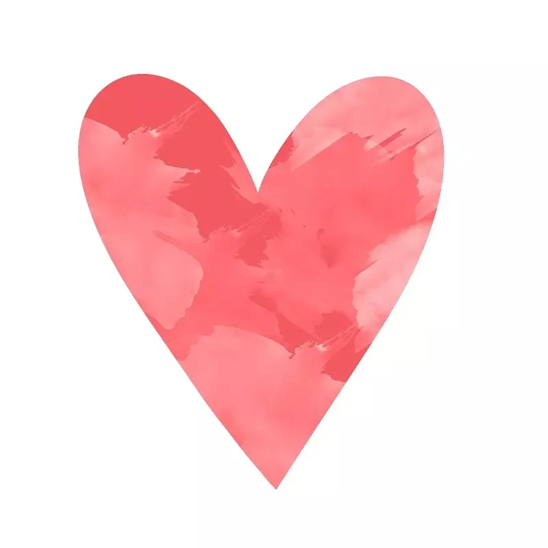 Watercolor Heart Fabric Panel – Red