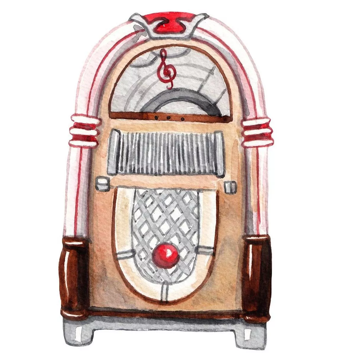 Watercolor Jukebox Fabric Panel