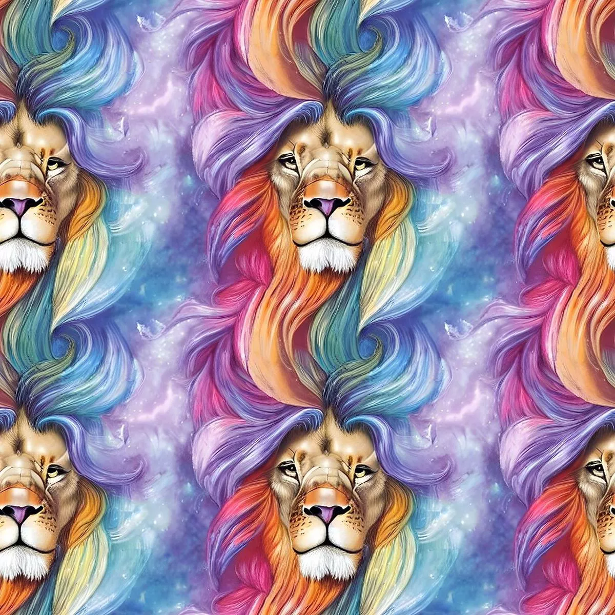 Watercolor Mystical Lion Fabric