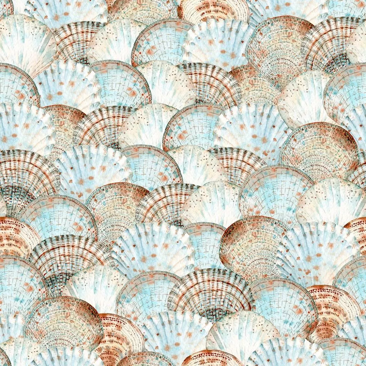 watercolor-packed-seashells-fabric Watercolor Packed Seashells Fabric