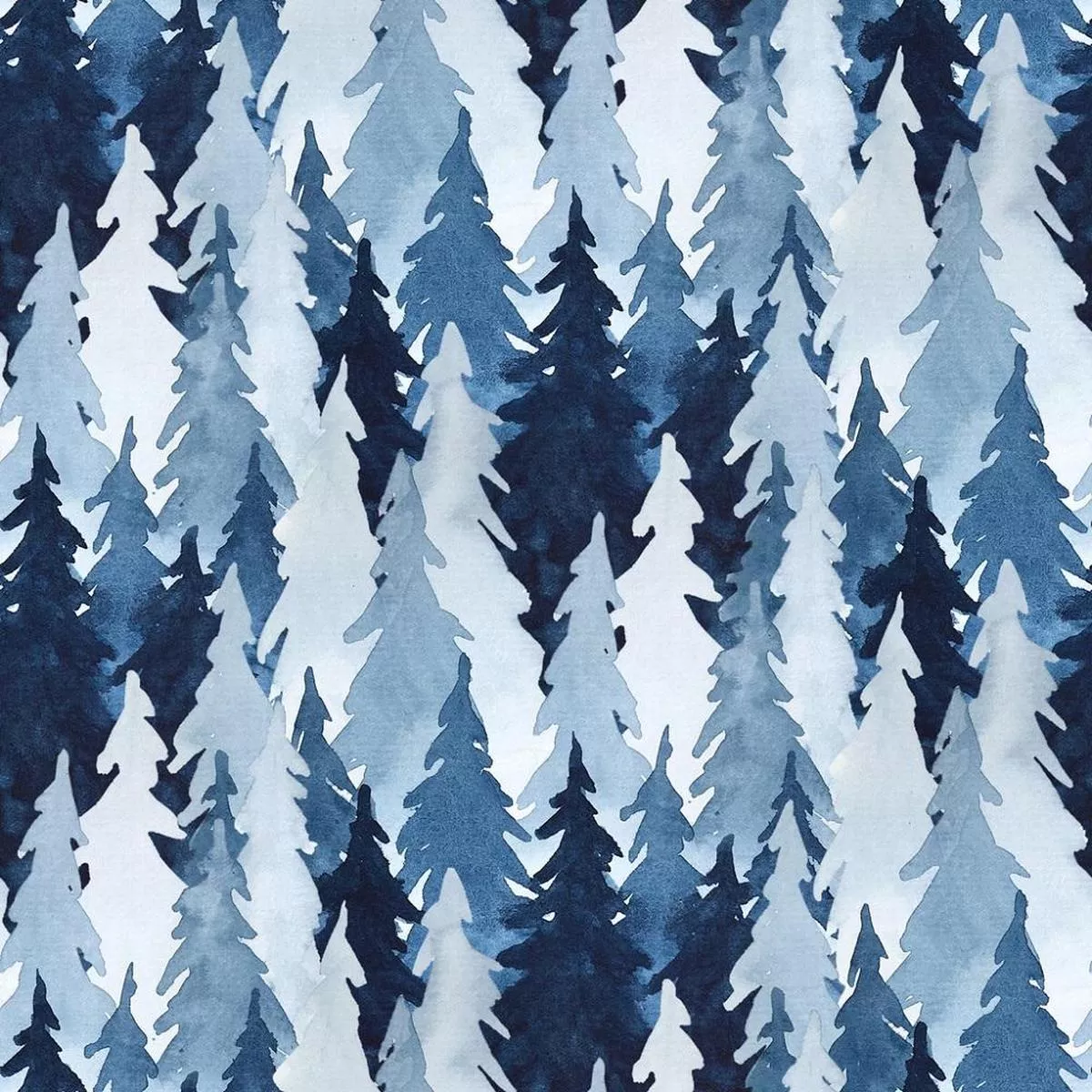watercolor-pine-trees-fabric-blue Watercolor Pine Trees Fabric – Blue