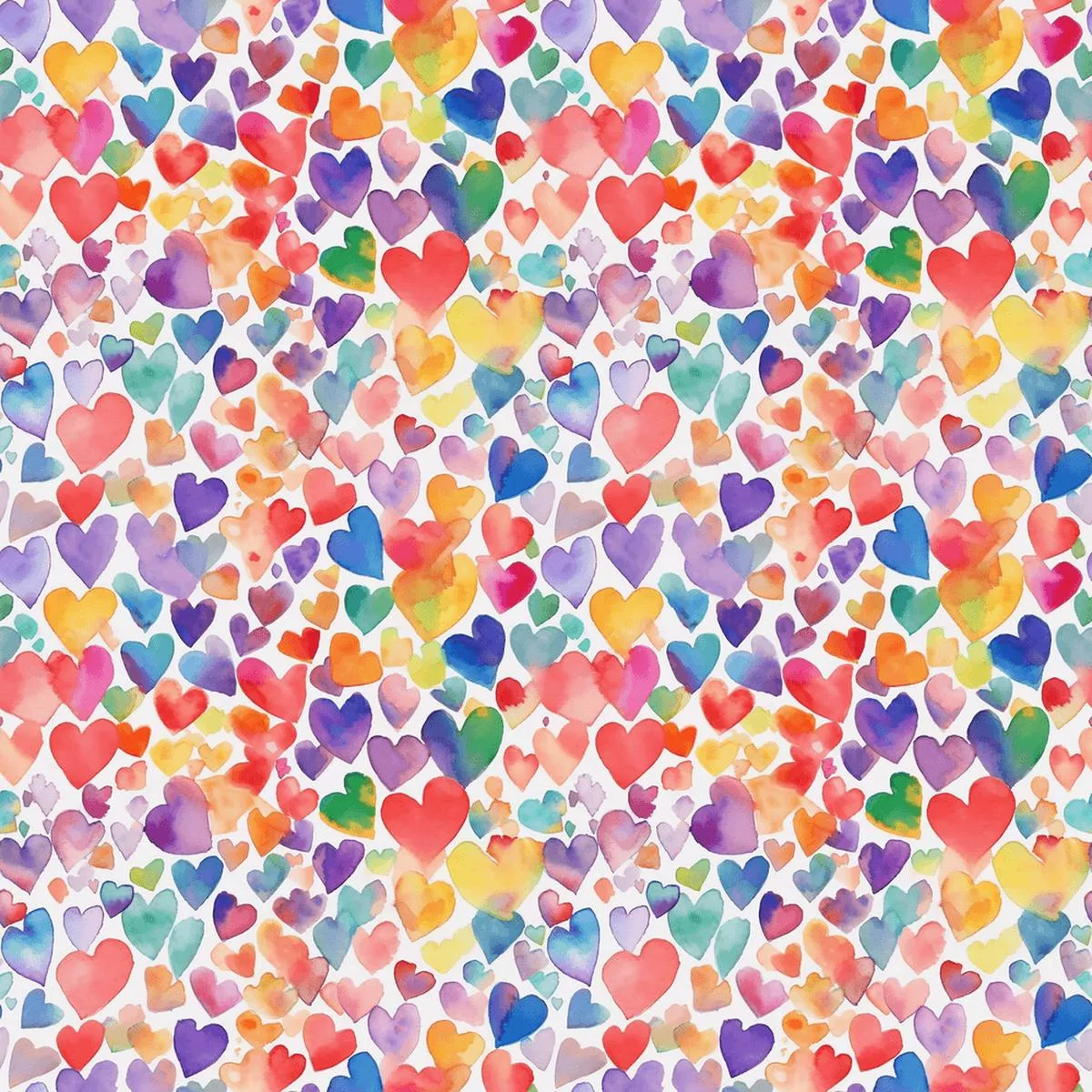 watercolor-rainbow-hearts-pattern-9-fabric Watercolor Rainbow Hearts Pattern #9 Fabric
