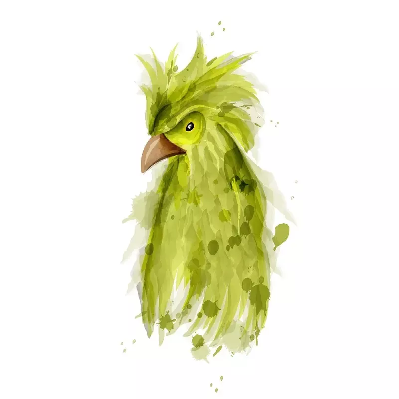 watercolor-rooster-head-fabric-panel-green Watercolor Rooster Head Fabric Panel – Green