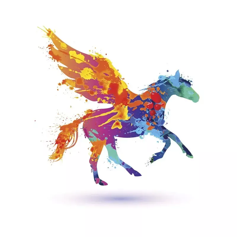 Watercolor Splash Paint Pegasus Fabric Panel – Multi