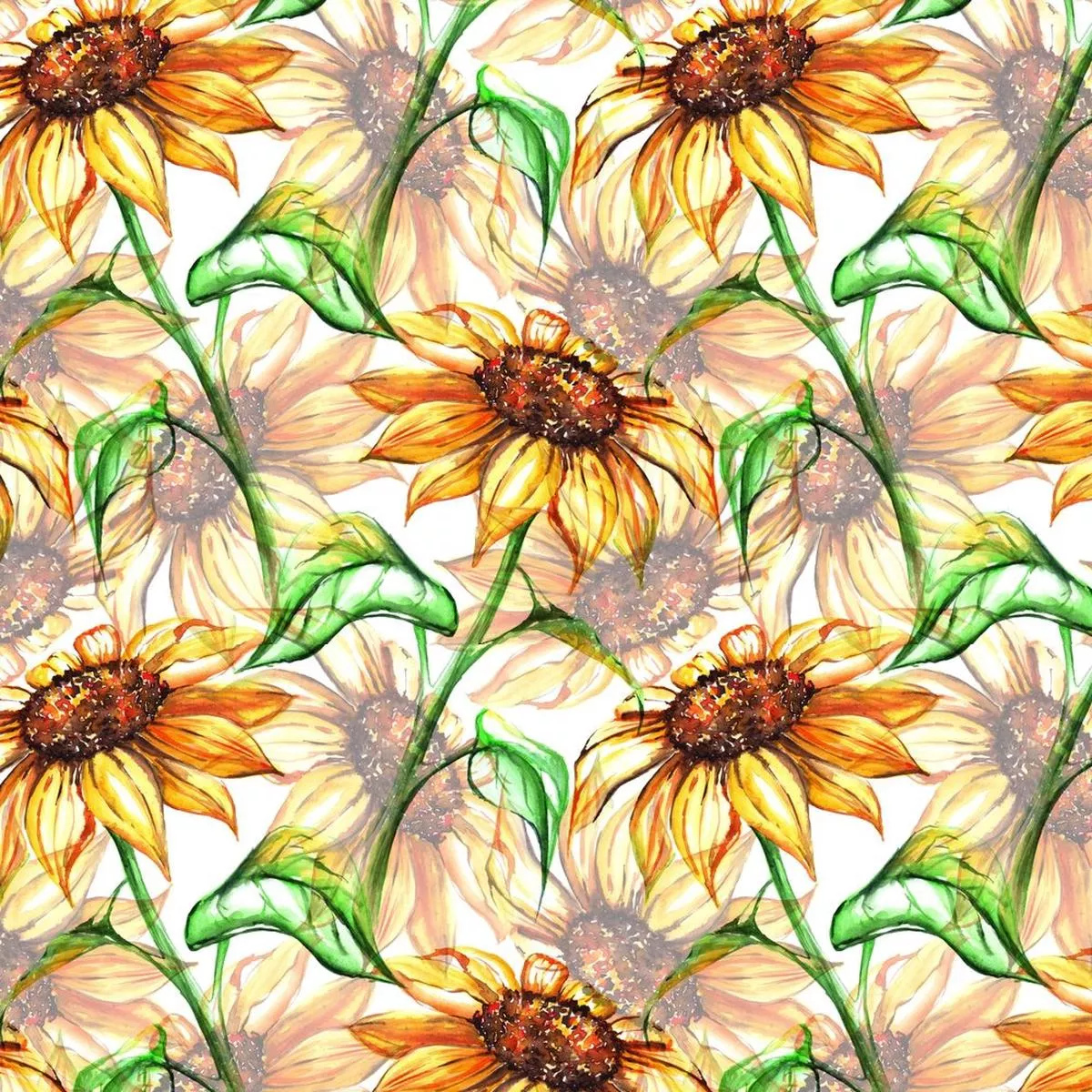 watercolor-sunflower-fabric-yellow Watercolor Sunflower Fabric – Yellow