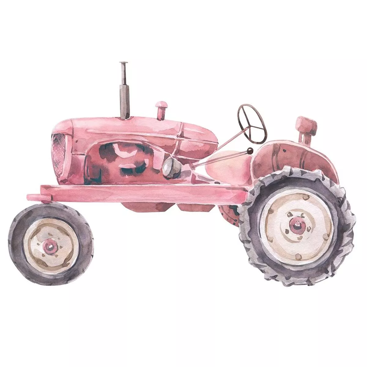 watercolor-tractor-fabric-panel-pink Watercolor Tractor Fabric Panel – Pink