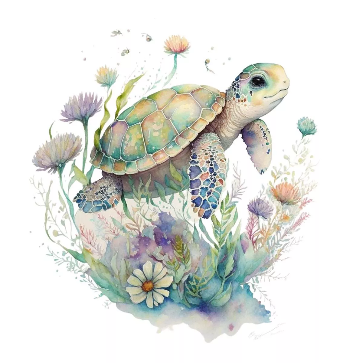 watercolor-turtles-1-fabric-panel Watercolor Turtles #1 Fabric Panel