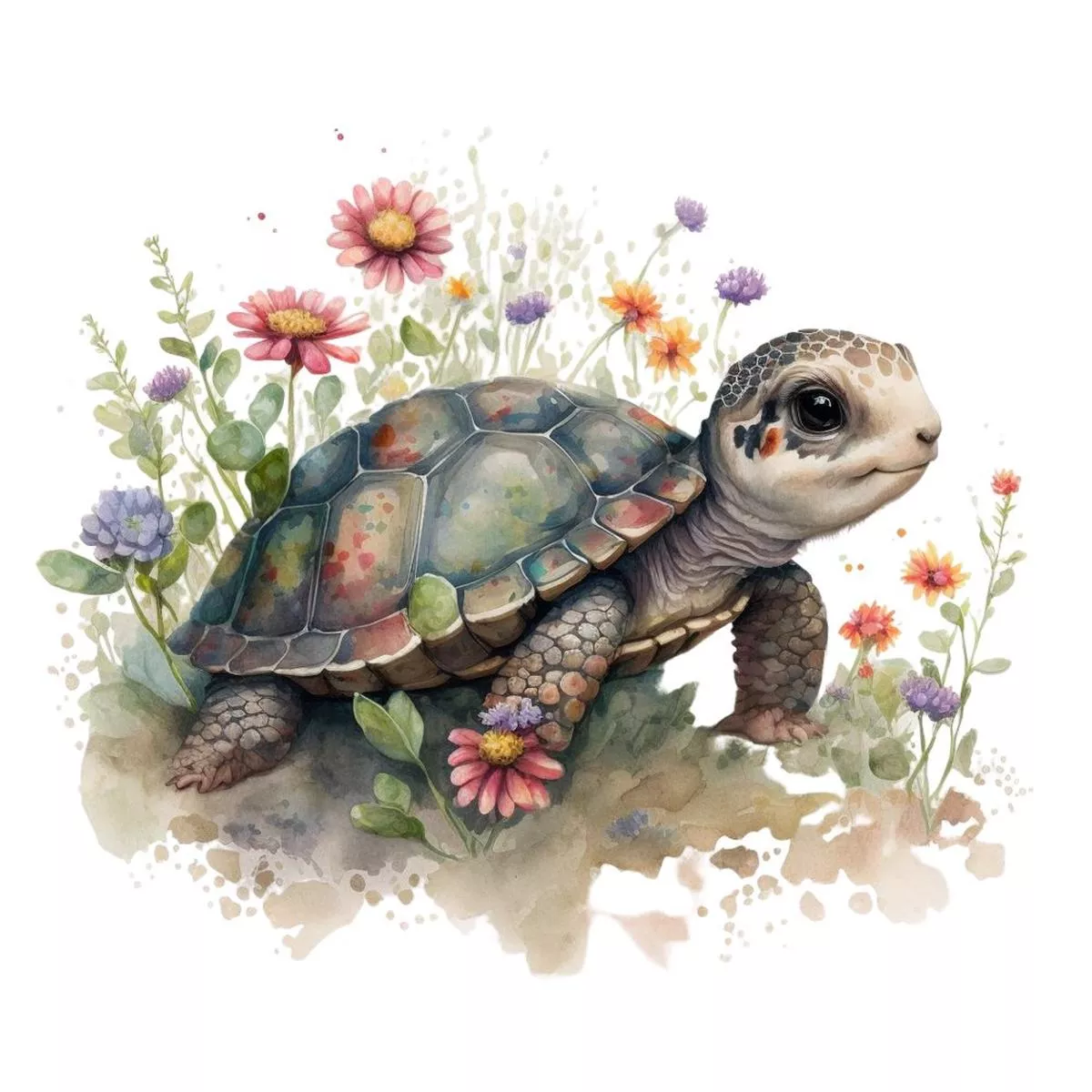 watercolor-turtles-8-fabric-panel Watercolor Turtles #8 Fabric Panel