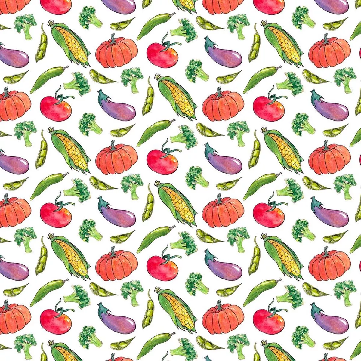 watercolor-veggies-fabric Watercolor Veggies Fabric