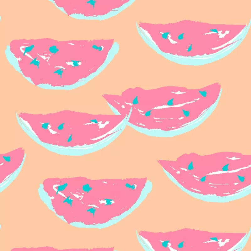 watermelon-slices-on-peach-dark-pink-fabric Watermelon Slices on Peach & Dark Pink Fabric