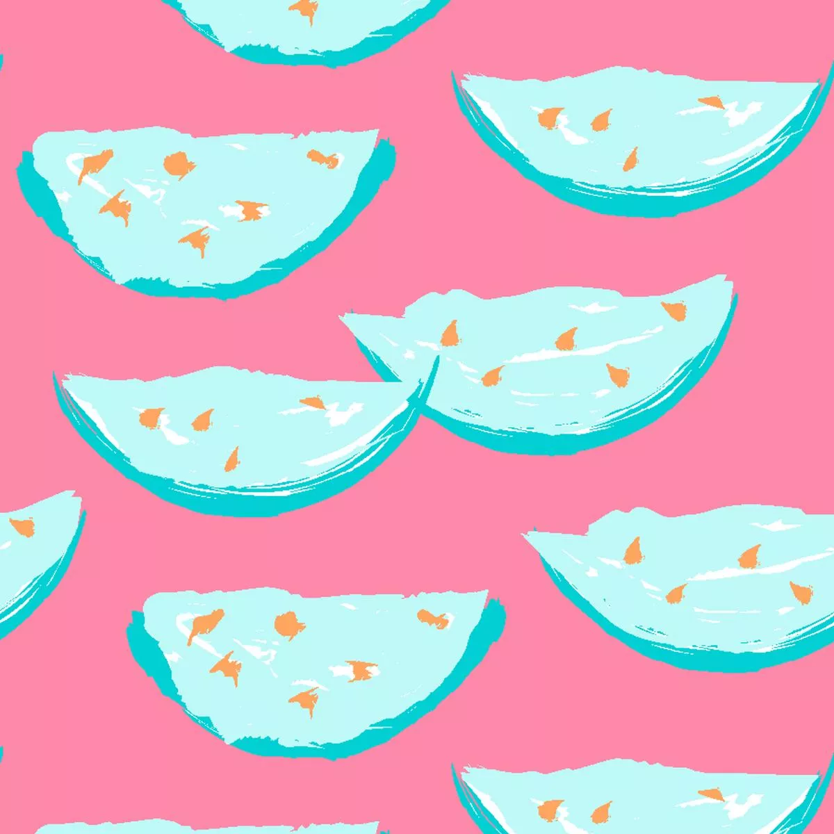 watermelon-slices-on-pink-light-blue-fabric Watermelon Slices on Pink & Light Blue Fabric