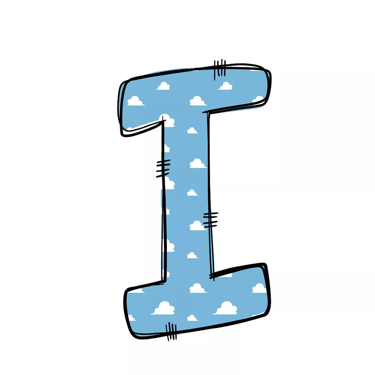 Western Cowboy ”I” Clouds Fabric Panel