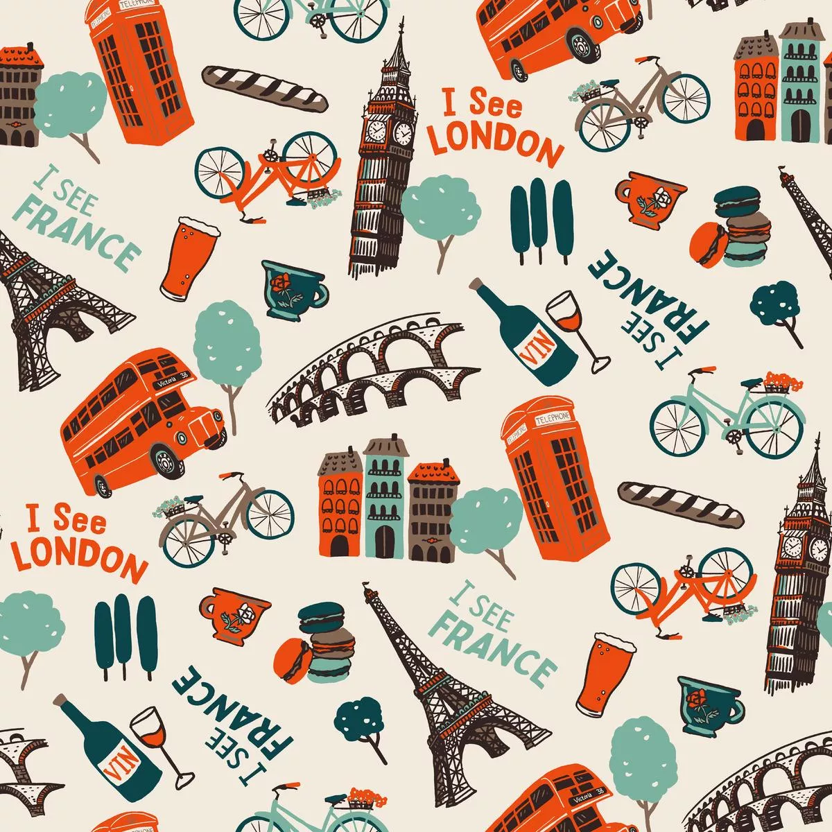 Whiskey Ginger I See London Red Fabric