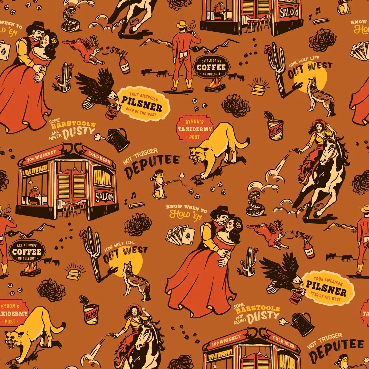 whiskey-ginger-lone-wolf-brown-fabric Whiskey Ginger Lone Wolf Brown Fabric