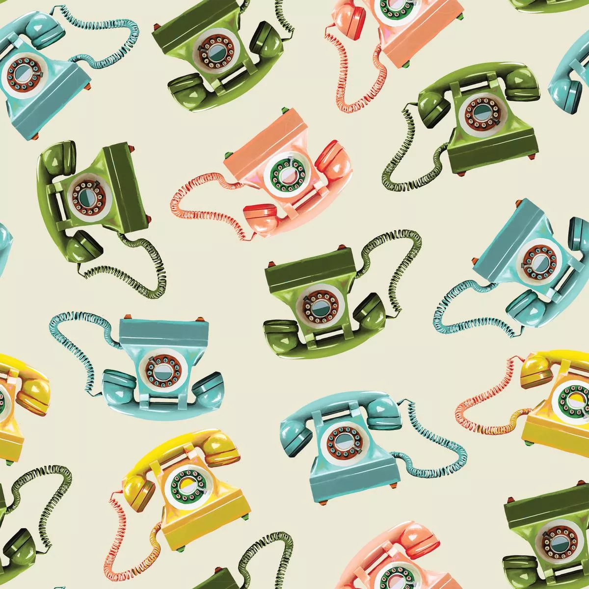 Whiskey Ginger Retro Rotary Phone Fabric