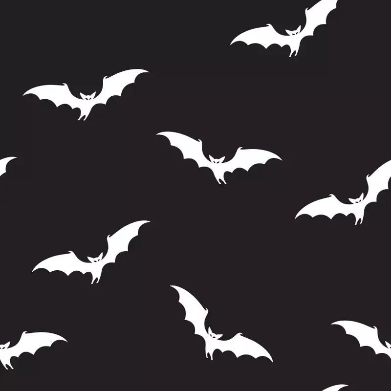 White Bats Fabric – Black
