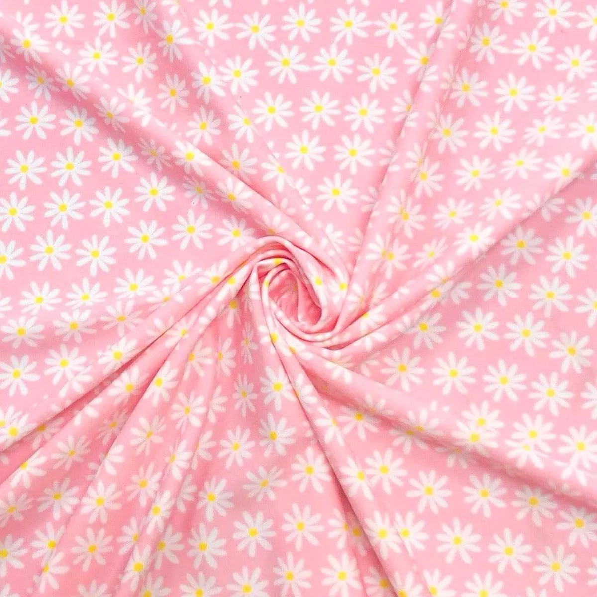 white-daisies-on-pink-lycra-spandex White Daisies on Pink Lycra Spandex