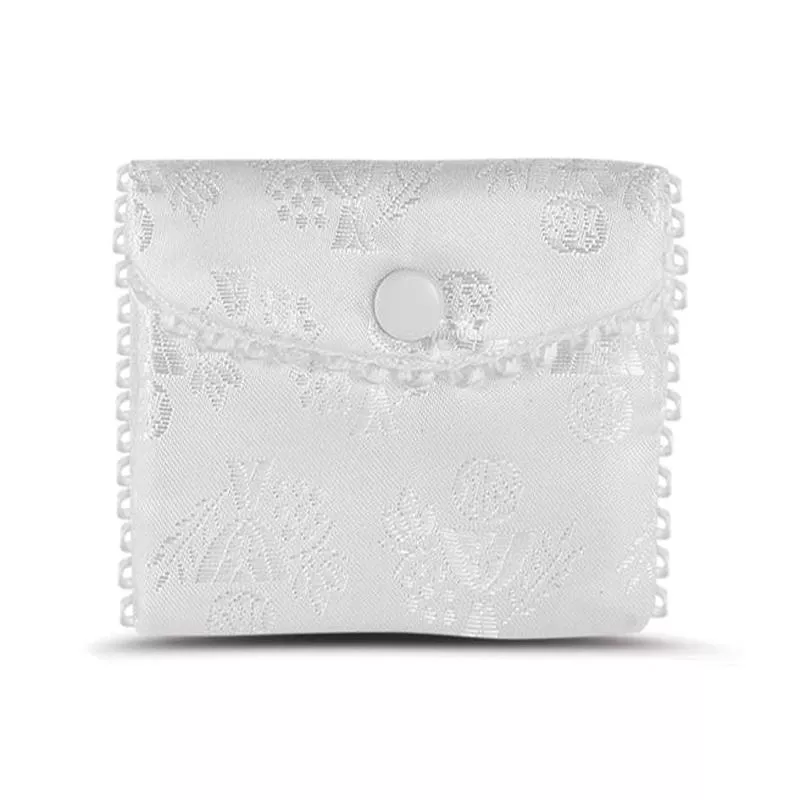 white-damask-snap-closure-rosary-case White Damask Snap Closure Rosary Case