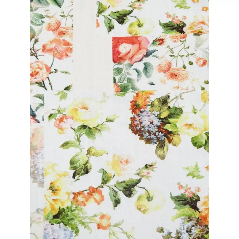 white-dark-salmon-lemon-multi-100-rayon-floral-patchwork-print-challis-58w White/Dark Salmon/Lemon/Multi 100% Rayon Floral Patchwork Print Challis 58W