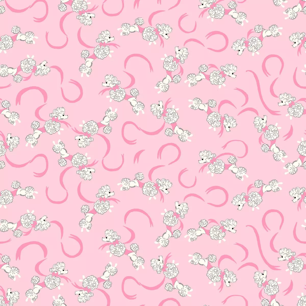 white-poodles-on-pink-fabric White Poodles on Pink Fabric