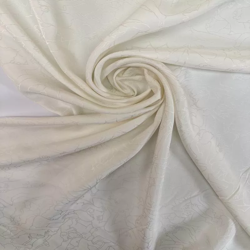 White Viscose Jacquard Satin