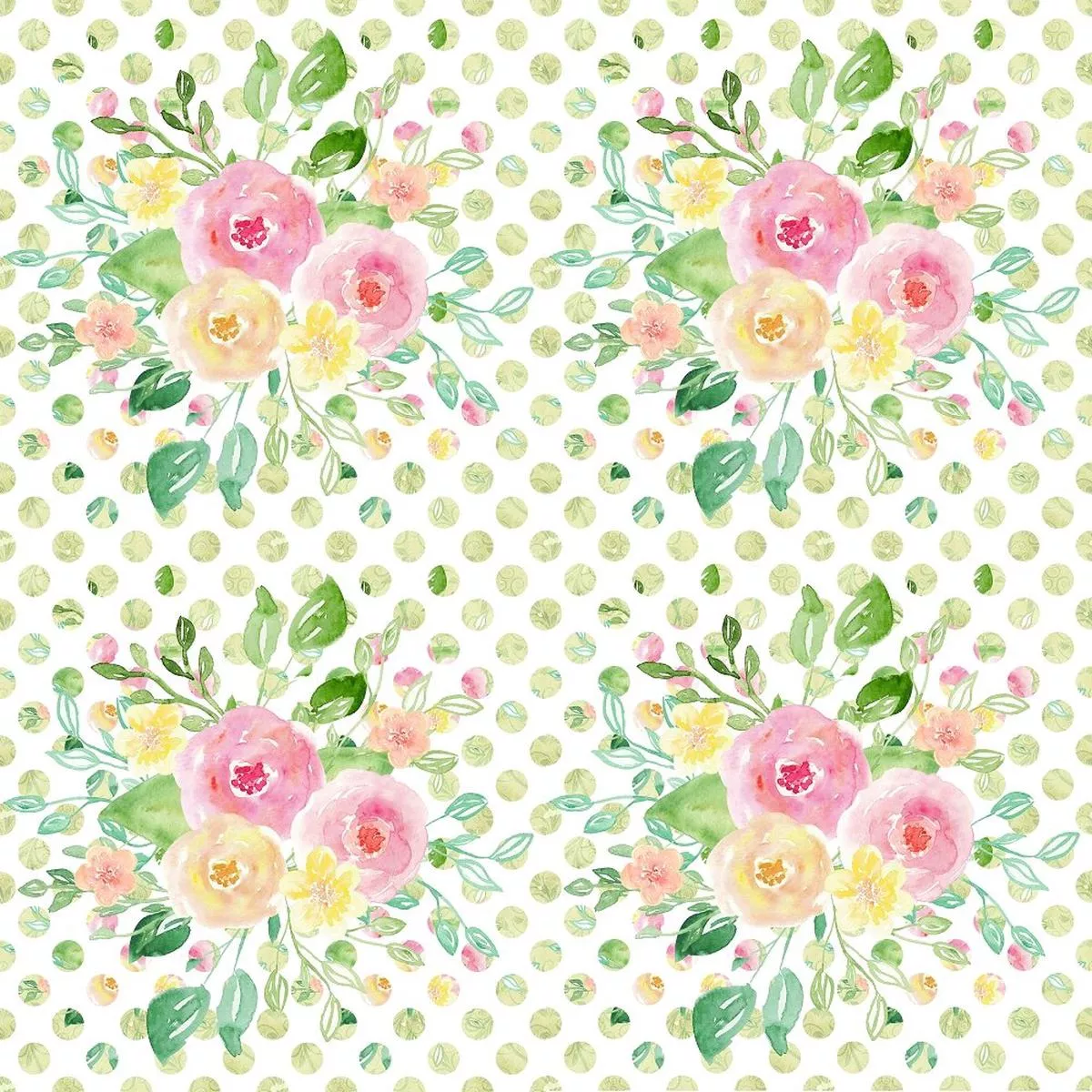 Wild Flower Bouquet on Bold Polka Dot Fabric