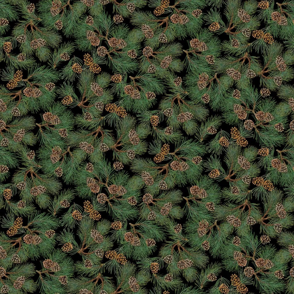 wild-wings-blessed-are-they-pinecones-black-fabric Wild Wings Blessed Are They Pinecones Black Fabric