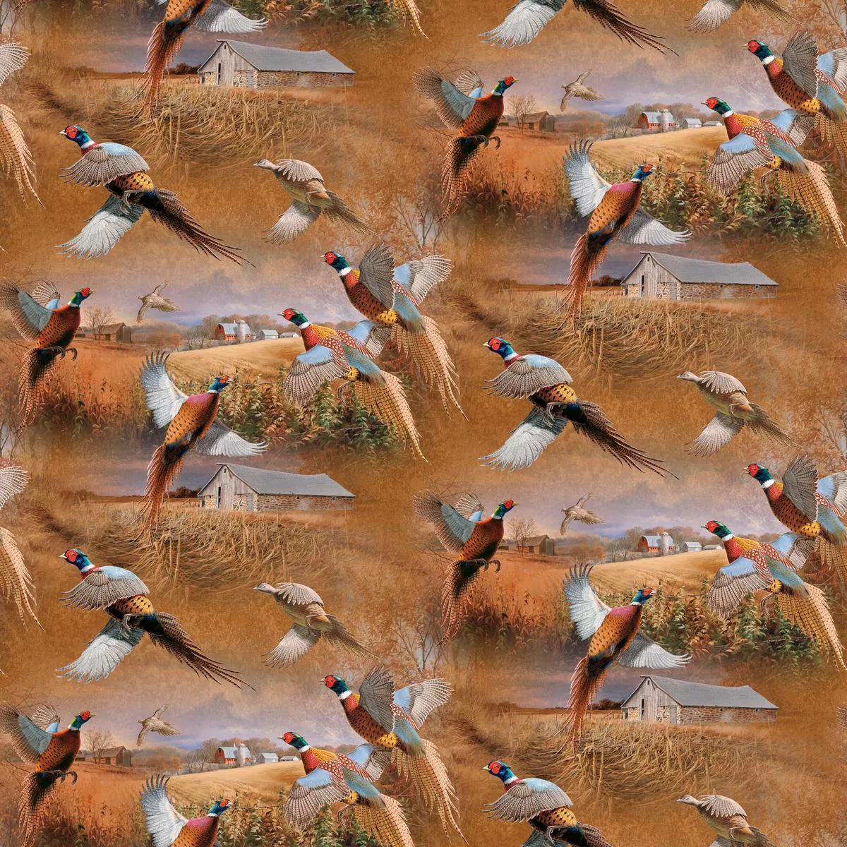 wild-wings-crested-ringneck-scenic-fabric Wild Wings Crested Ringneck Scenic Fabric
