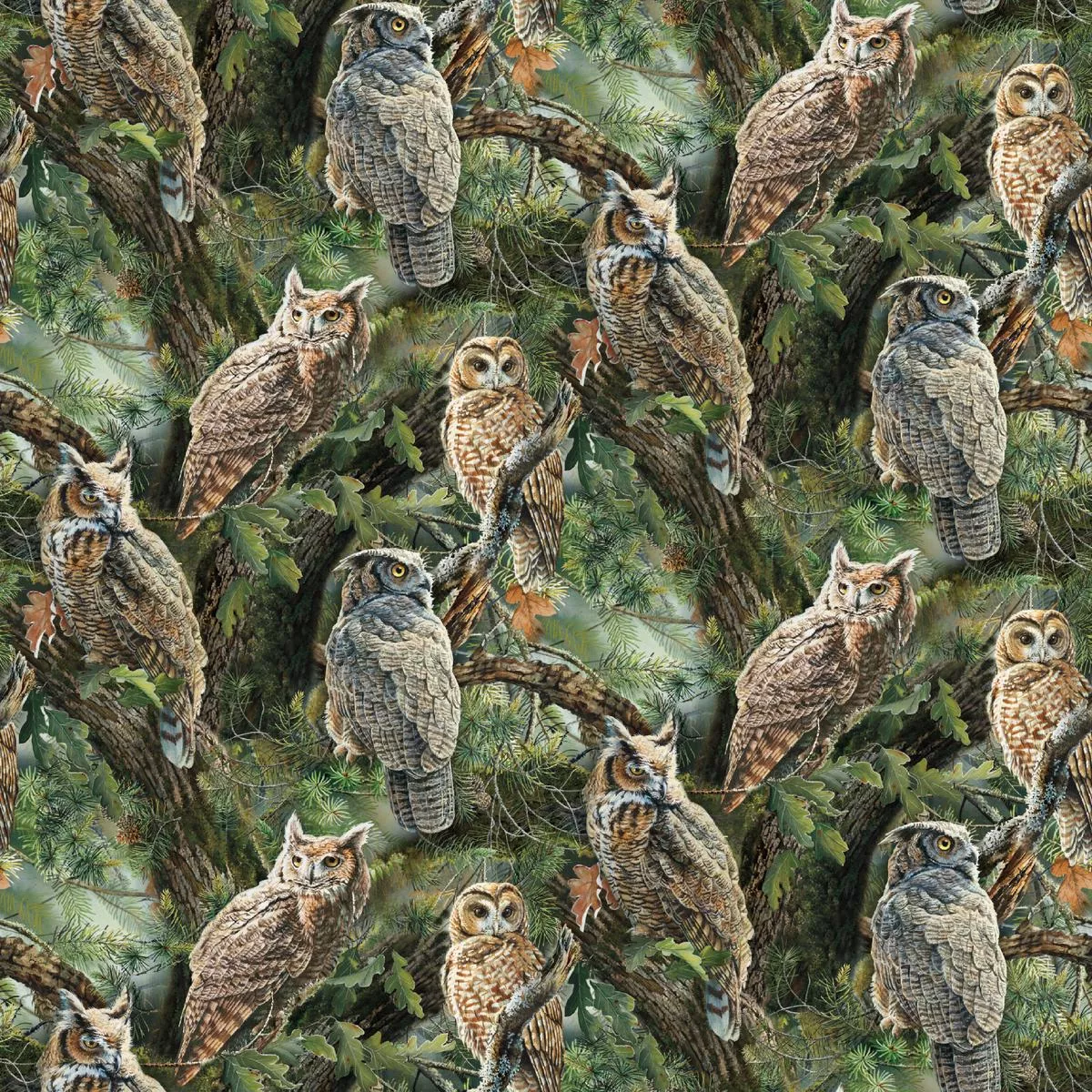 Wild Wings Night Owl Scenic Fabric