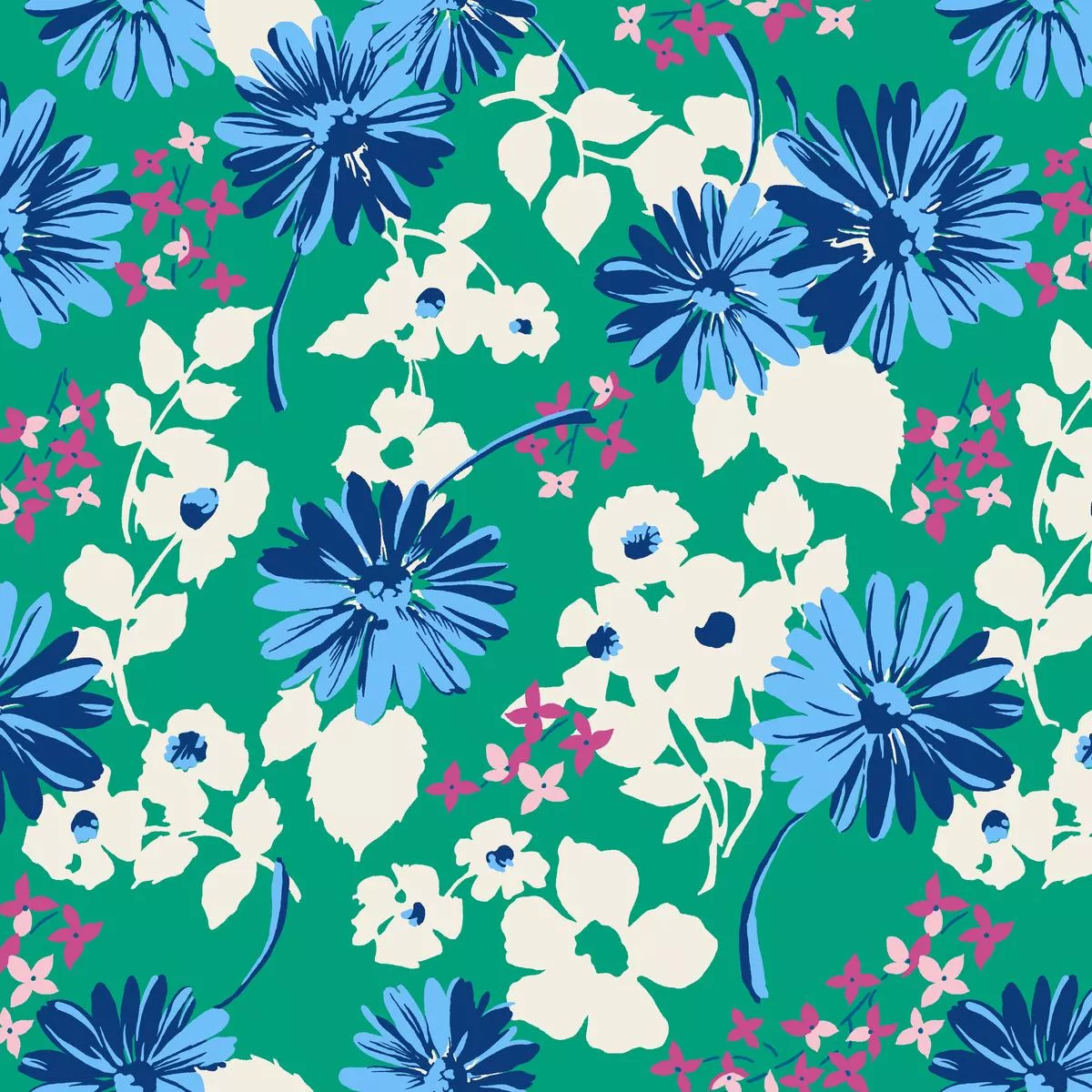 wildflower-waltz-green-fabric Wildflower Waltz, Green Fabric