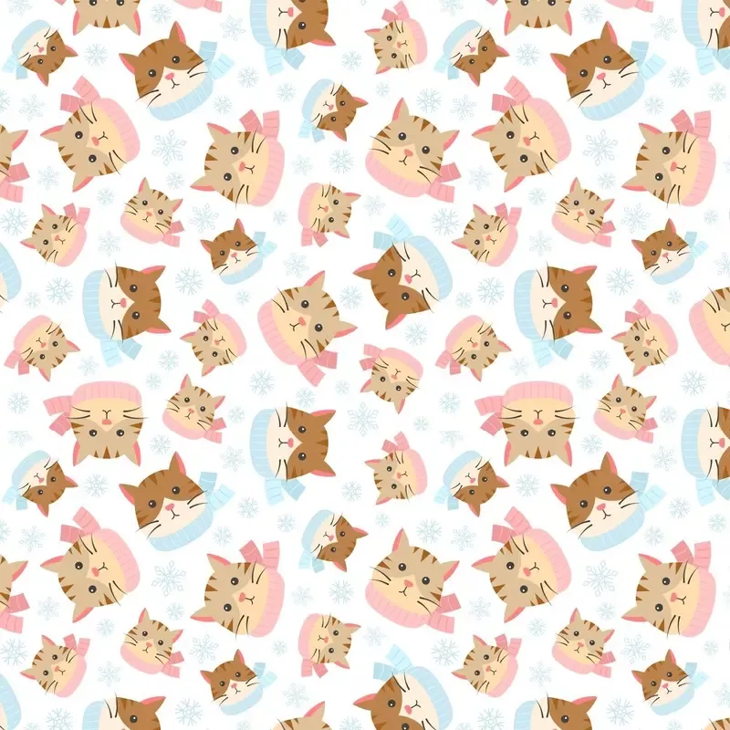 winter-cats-fabric-multi Winter Cats Fabric – Multi
