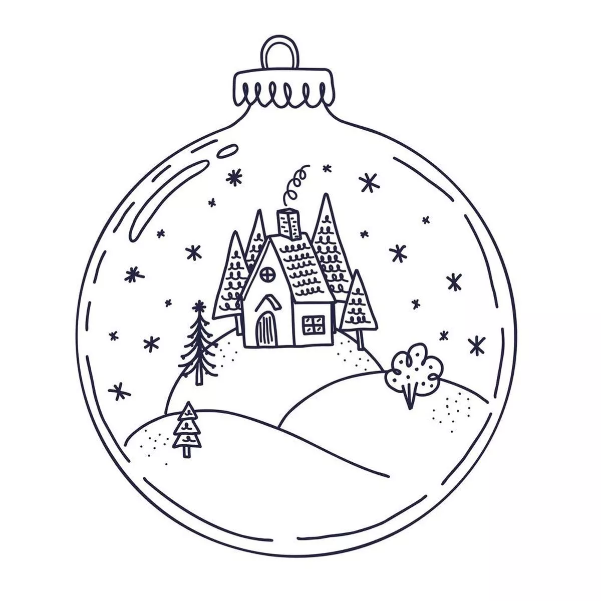 winter-cottage-snowglobe-fabric-panel Winter Cottage Snowglobe Fabric Panel